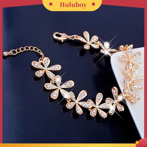 Hu Hu Hu Hu Hu Alat Bantu Pasang Kacamata♡ Gelang Wanita Desain Bunga Hias Berlian Imitasi Gaya Elegan Untuk Pernikahanpengantinhadiah