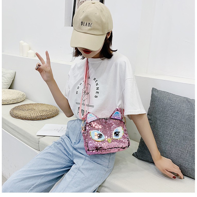 Tas selempang Sequin Unicorn Owl TU014 TU015 TSU028 TSU027tas pundak sling anak perempuan