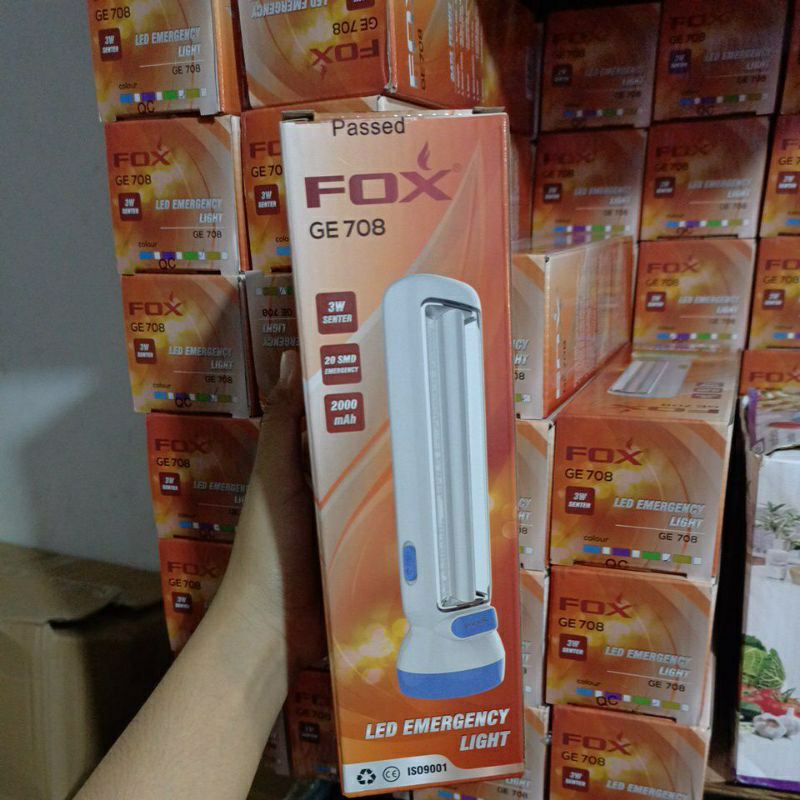 FOX GE708 Emergency Lamp LED Senter Charge Isi Ulang Lampu GE-708 :