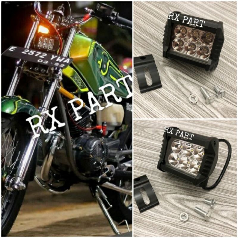 Lampu tembak /sorot LED 6mata kotak motor universal