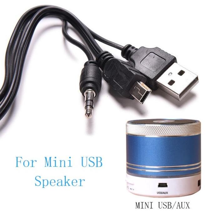Kabel USB Charger Speaker Plus Jek TRS Audio Aux IN 3.5mm to Mini USB