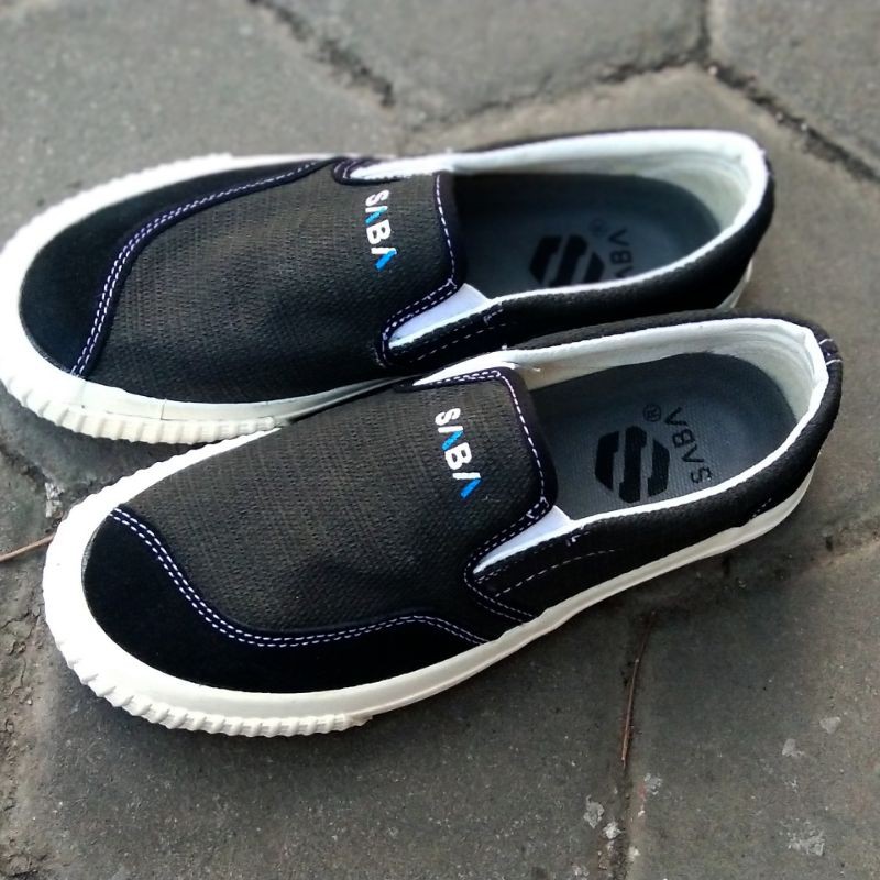 SABA®️ SLIP ON EMO'O BLACK WHITE / VELOZ NAVY ORIGINAL