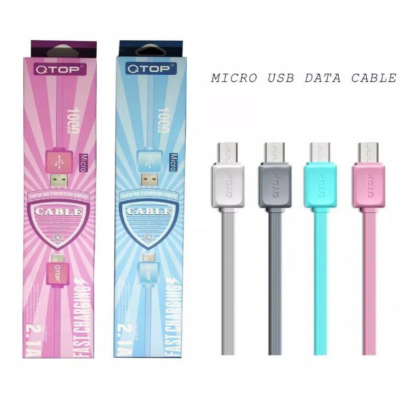 Kabel Data 100CM 2.1A Micro USB Qtop Fast Charging ORI Cable Usb