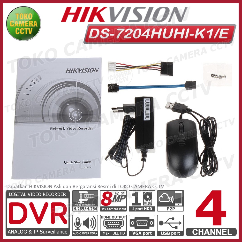 DVR RECORDER CCTV HIKVISION 4 CHANNEL CCTV HIKVISION 4CH 5MP