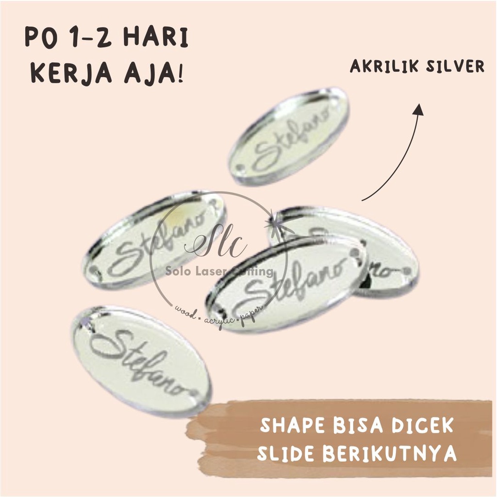 

AKRILIK LABEL HIJAB/ LABEL PRODUK / JILBAB, AKRILIK / LABEL ACRYLIC MIRROR SILVER 3.5 X 1 CM