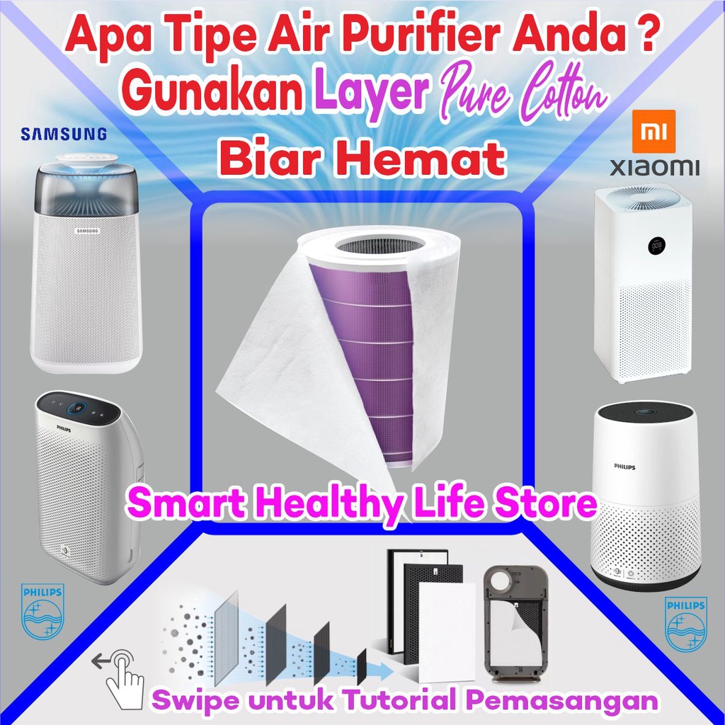 Layer HEPA Pure Cotton Filter Air Purifier SHARP DAIKIN Ukuran Custom