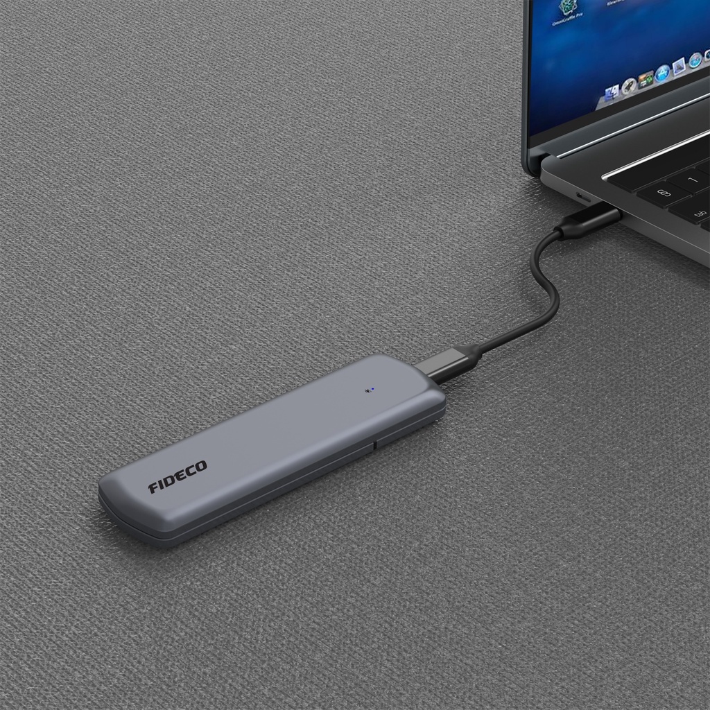 Casing SSD M2 NVME SATA USB3.0 USB Type C High Speed Tool Free FIDECO M204CPS