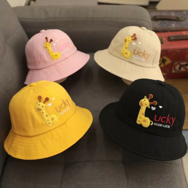 Bucket Hat Tali Anak / Balita Bordir Good Lucky / Bucket Anak Lucky Usia 2-7 Tahun Laki Perempuan Kualitas Premium