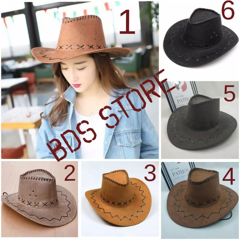 Topi koboy elegant banyak warna