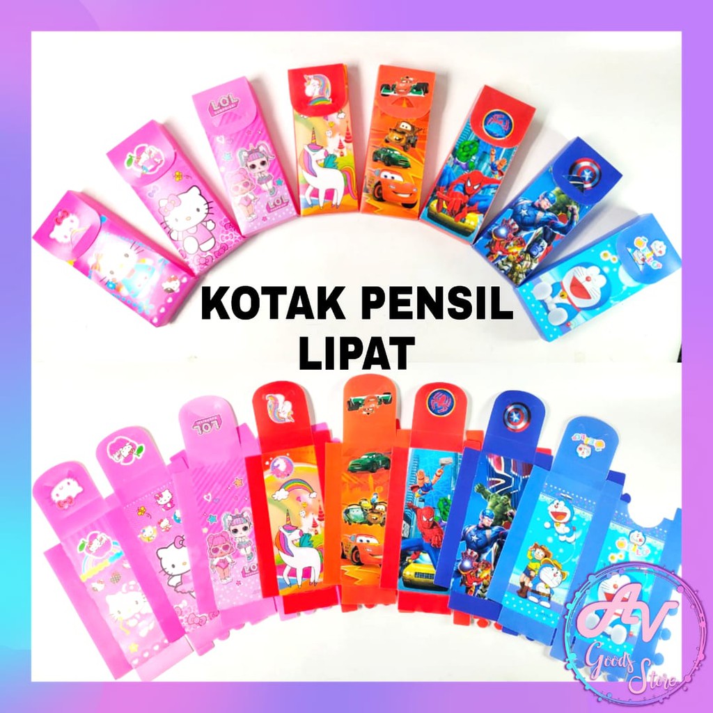 

kotak pensil / tempat pensil plastik lipat karakter / kotak pensil lipat fancy