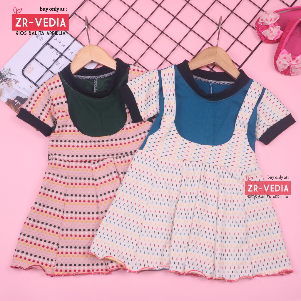 Dress Nagita uk Bayi 3-12 Bulan / Dres Baby Perempuan Baju Anak Murah Lengan Pendek Motif Adem