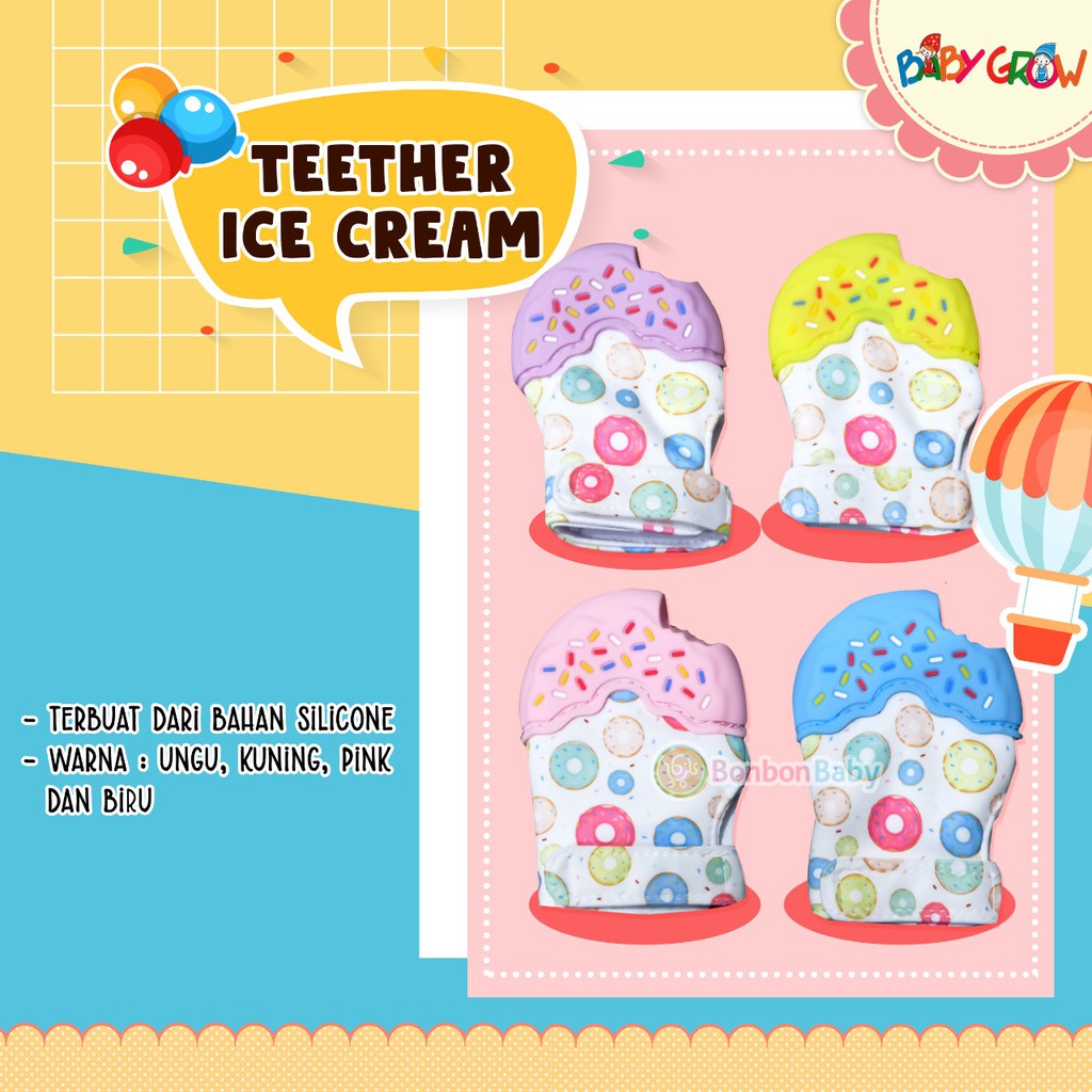 Babygrow Mitten Teether Silicone / Sarung Tangan Bayi + Gigitan Silikon