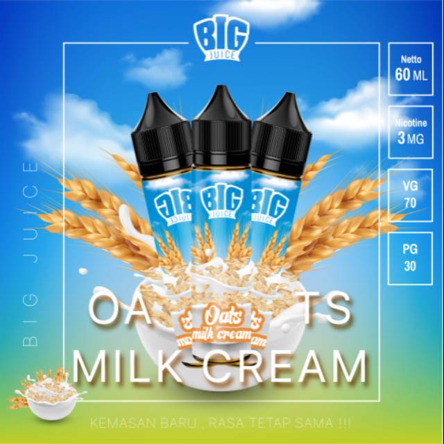 OAT MILK CREAM LIQUID FREEBASE MURAH NIC 3 CUKAI