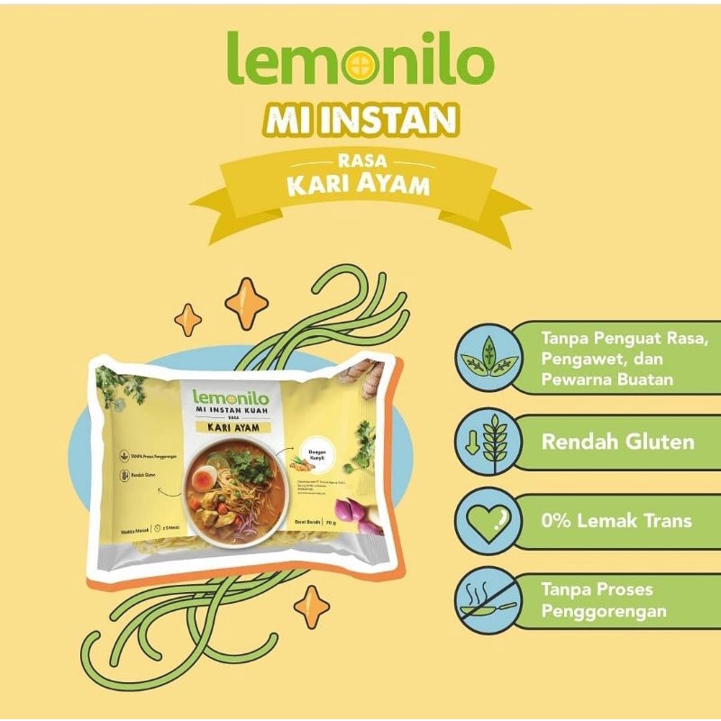 Lemonilo Mie Mi Kari Ayam Bawang Pedas Korea Goreng Kering Keluarga Sehat Alami Instant Instan Murah Halal