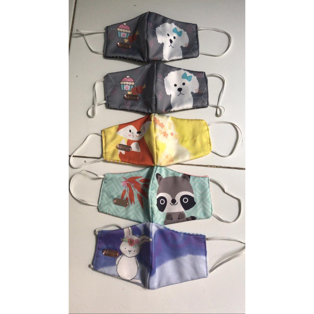 Skoola Masker Masker Remaja Karakter Lucu Satin Cotton 3 Lapis