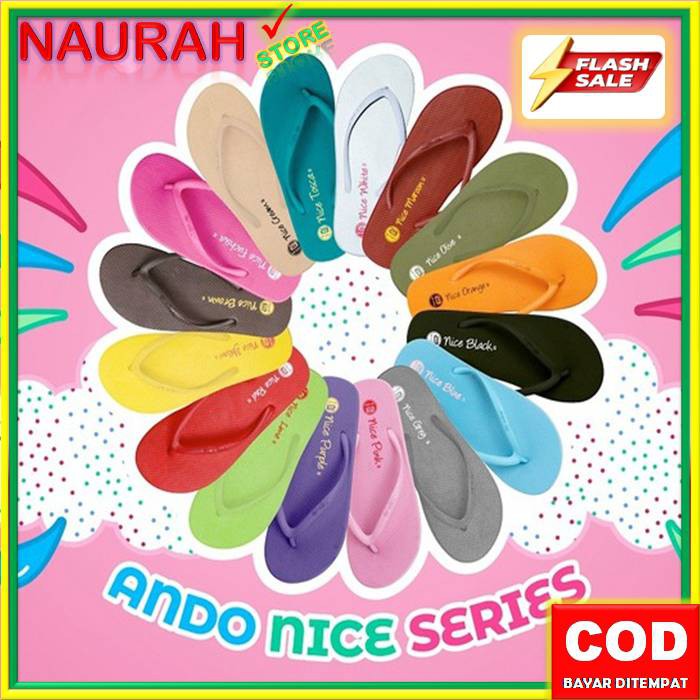 Sandal Jepit Ando NICE Cewek Plus Vacum Original Pabrik Kualitas Import Bahan Karet Alami Elastis