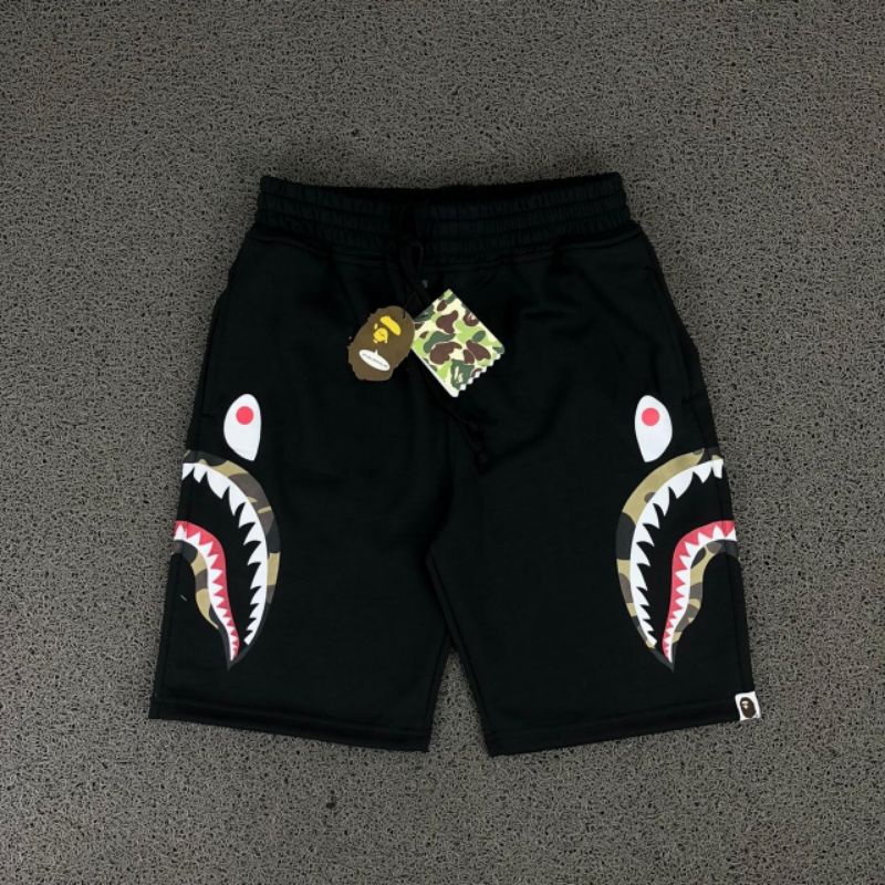 CELANA PENDEK SHORT PANTS BAPE DOUBLE SHARK + COMPLETE TAG