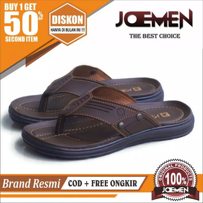 Sandal Japit Pria Kulit Original Joemen Size 39-43(Bayar Ditempat)