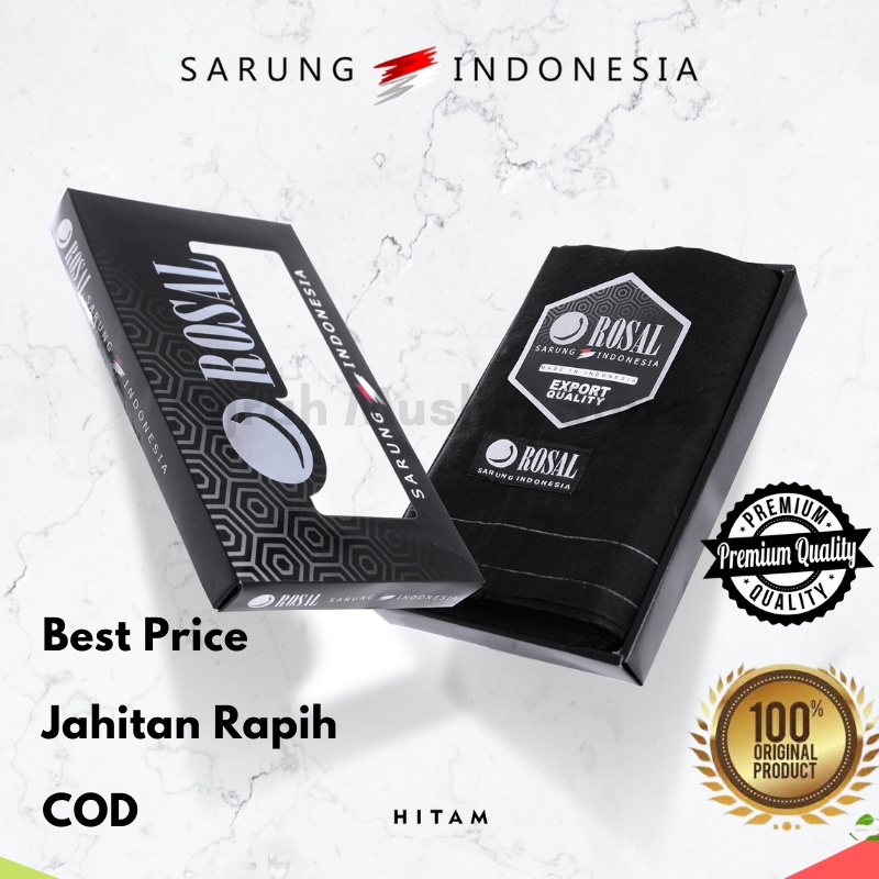 Sarung ROSAL Hitam Putih Biru Orange Coklat Polos Tumpal Garis Salur Kain Tetoron Rayon Sholat Shala