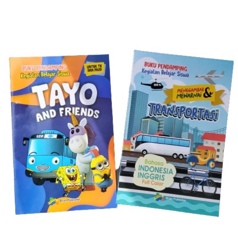 Buku Anak Cerita Mewanai Tayo Transportasi Kado Ultah Anak Buku Mewarnai TK Paud