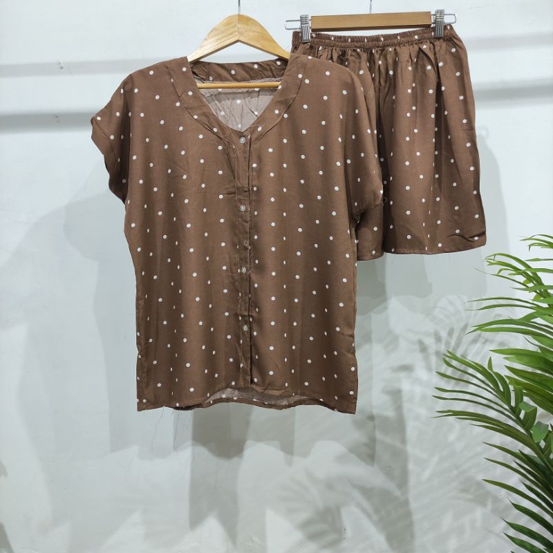 PIYAMA KANCING PENDEK HITS PIYAMA KANCING BUSUI | PIYAMA RAYON | HOMEWEAR-PD NK9