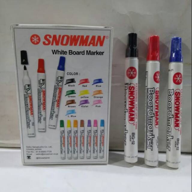 

Spidol whiteboard snowman BG 12 dapat dihapus harga perpack