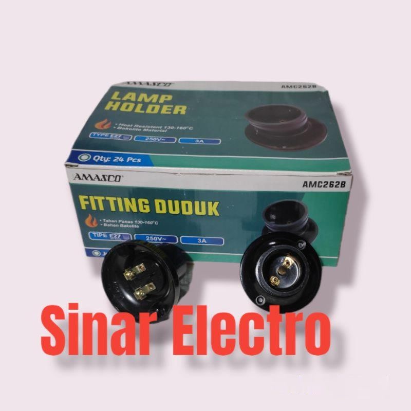 Amasco Fitting Lampu Plafon Bulat Hitam Model Broco Bahan Tebal Anti Bakar