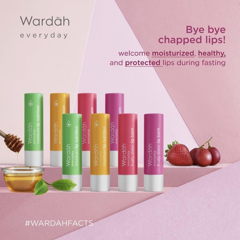 Wardah Everyday Fruity Sheer Lip Balm Wardah Lipbalm | Wardah Lip Nutrition | Pelembab Bibir Strawberry Grape Honey Greentea