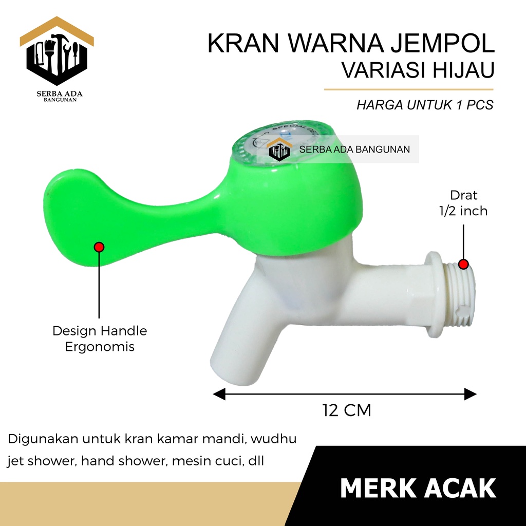Kran Jempol Keran Air Taman Tembok Warna Warni Model Engkol Plastik PVC 2 Fungsi Merk IZM