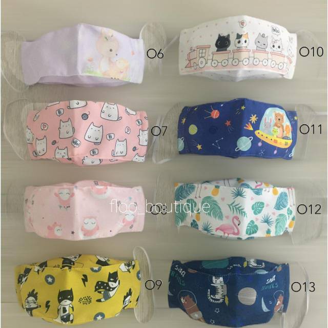 ANAK- MASKER KAIN EVO PRINTING 2PLY 3PLY MODEL KF94 - (MOTIF LUCU UNISEX) - KUCING, BATMAN, POODLE, 