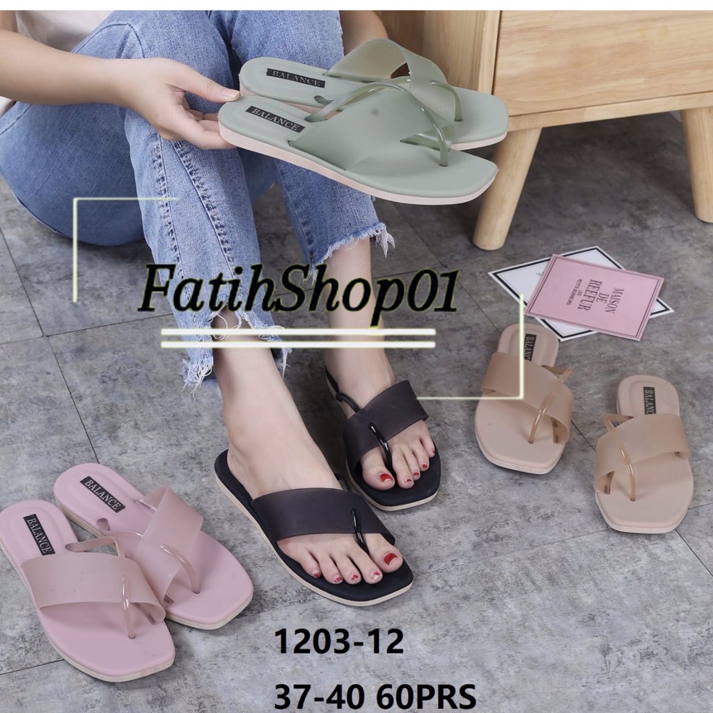 Sandal jepit jelly viral Wanita dewasa Import Korea Balance 1203-12 size 37-40 jepit jempol