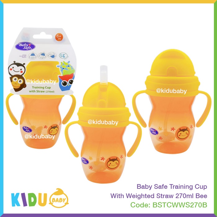 Baby Safe Botol Minum Anak Training Cup With Weighted Straw 270ml Kidu Baby