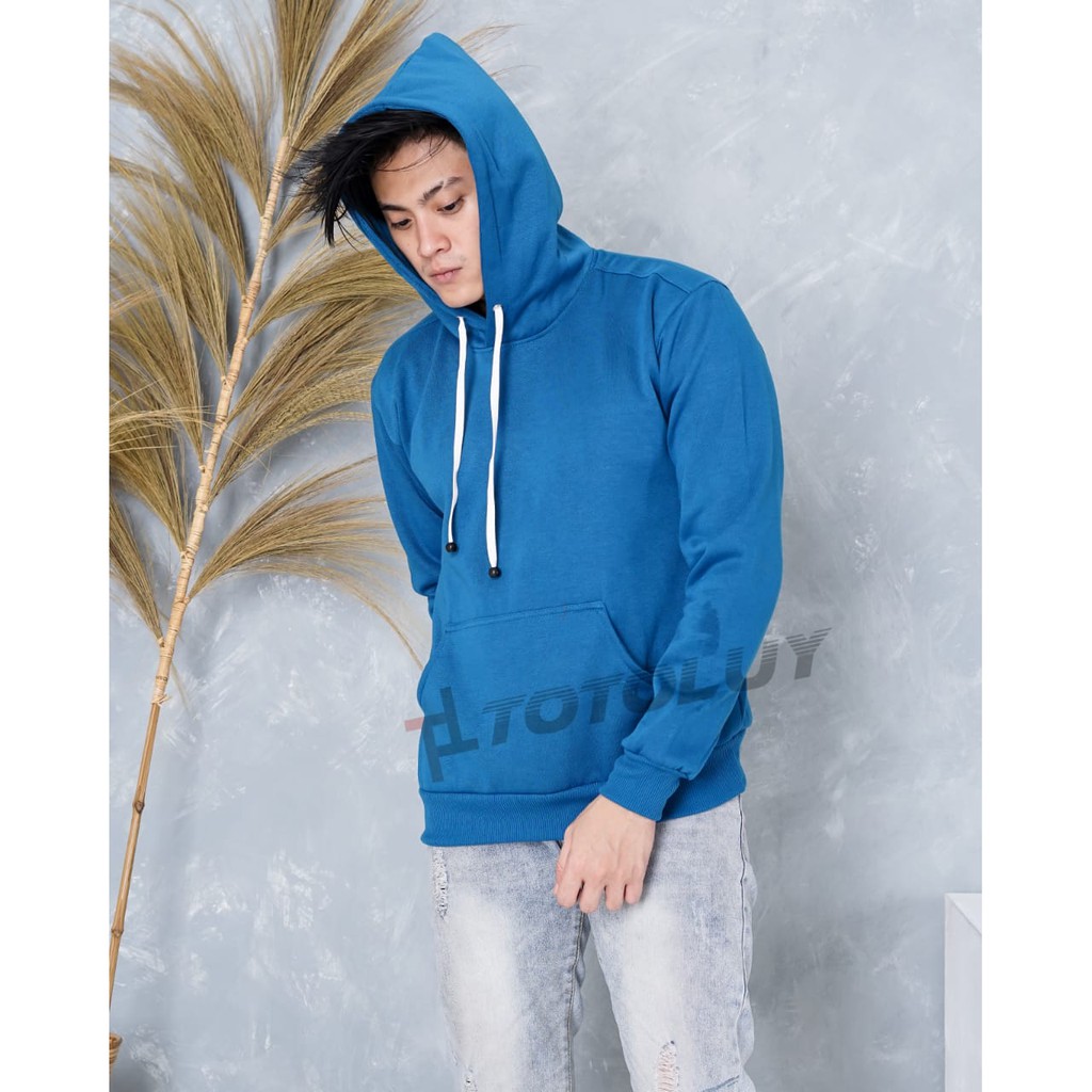 MUKZHOP - SWEATER HOODIE BASIC POLOS / TOTOLUY / SWEATER POLOS / BIRU ITB