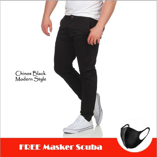 Promo Masker Scuba Celana Chino Pria Celana Panjang Pria Melar Bagus Cream Moca Hitam Abu