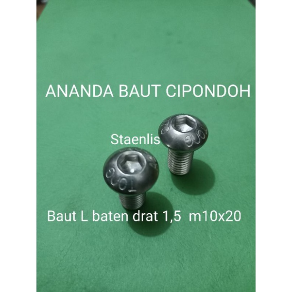 Baut L payung setaelis drat 1,5 m10x20 panjang 2cm