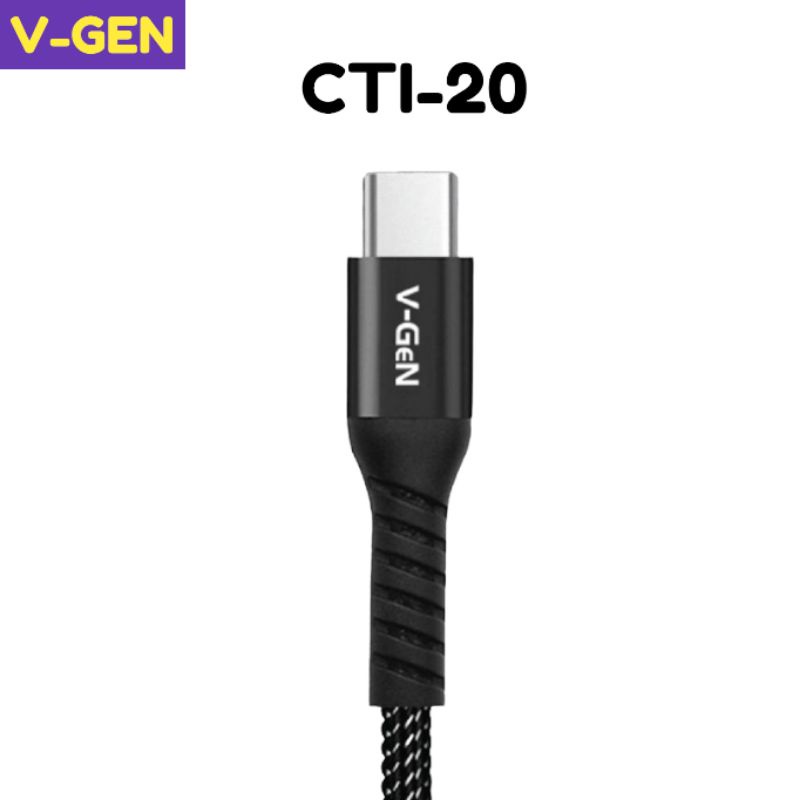Kabel Data Type-C To Type-C Super Speed V-GEN CTI-20 Original Vgen Ct1 20 Garansi Resmi