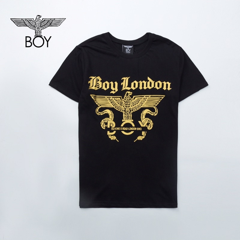 BOY33 KAOS BOY LONDON SNAKE IMPORT GOLD ON BLACK PRIA WANITA INGGRIS