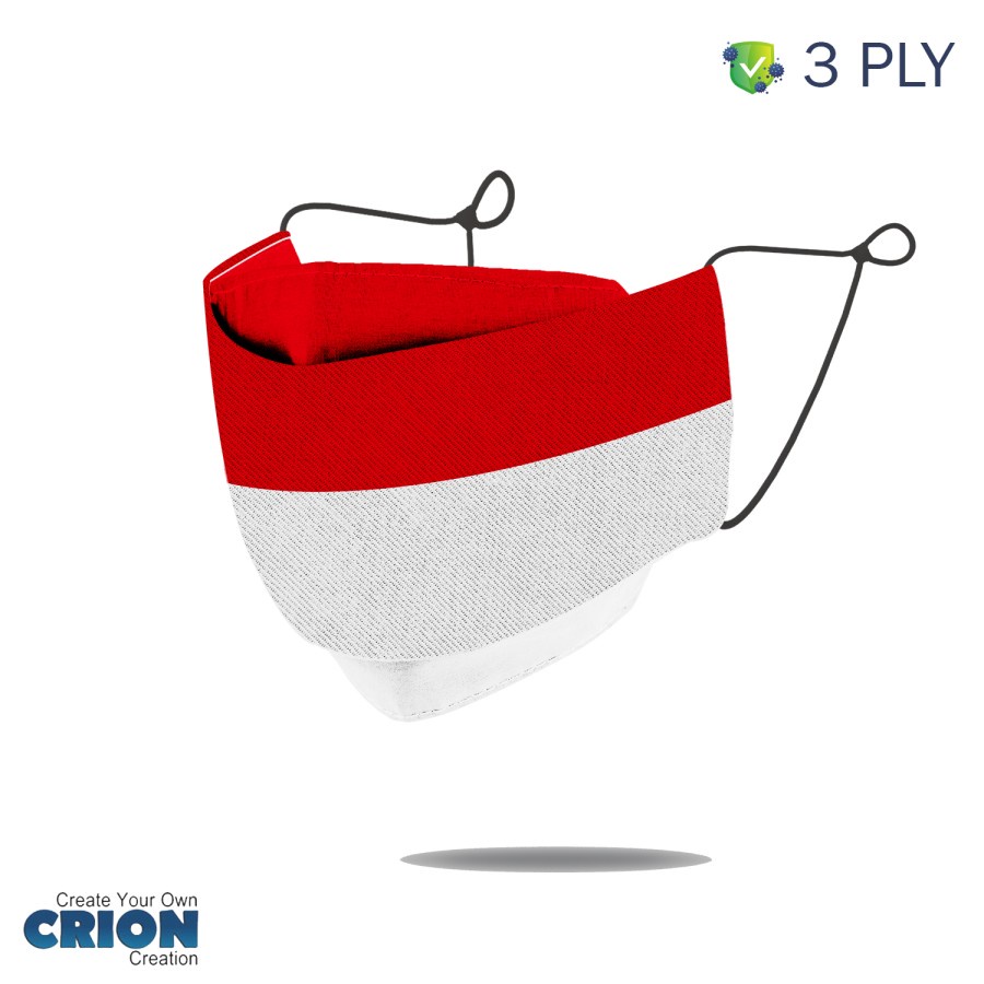 Crion- Masker kain 3d Indonesia merdeka Merah Putih 3ply antibacterial