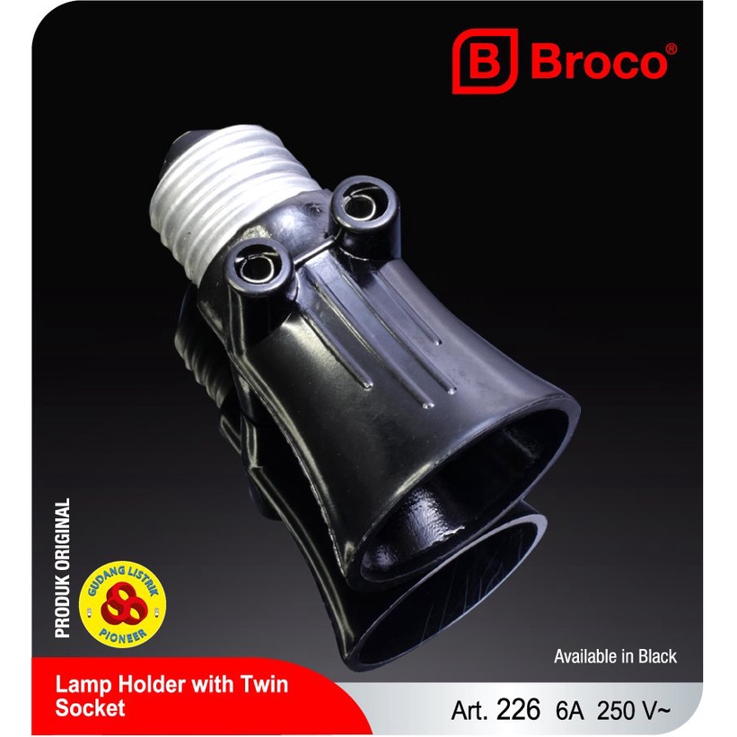 BROCO FITTING LAMPU KOMBINASI COLOK E27 HITAM 226 FITING BOHLAM