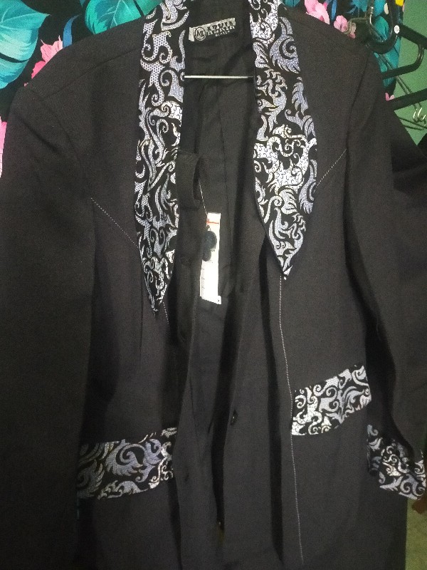 Set Blazer Baju Kerja Wanita Batik  Abu Abu Tua Guru,bank,hotel,sekretaris,kasir,klinik Kantor