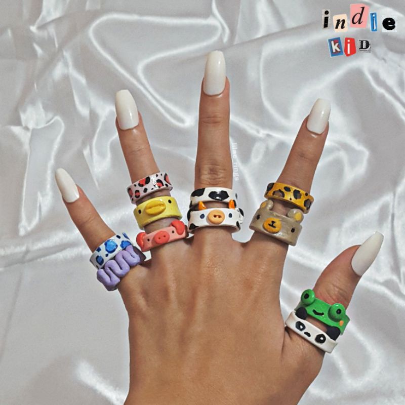 Glossy animal clay ring,pinterest rings♥