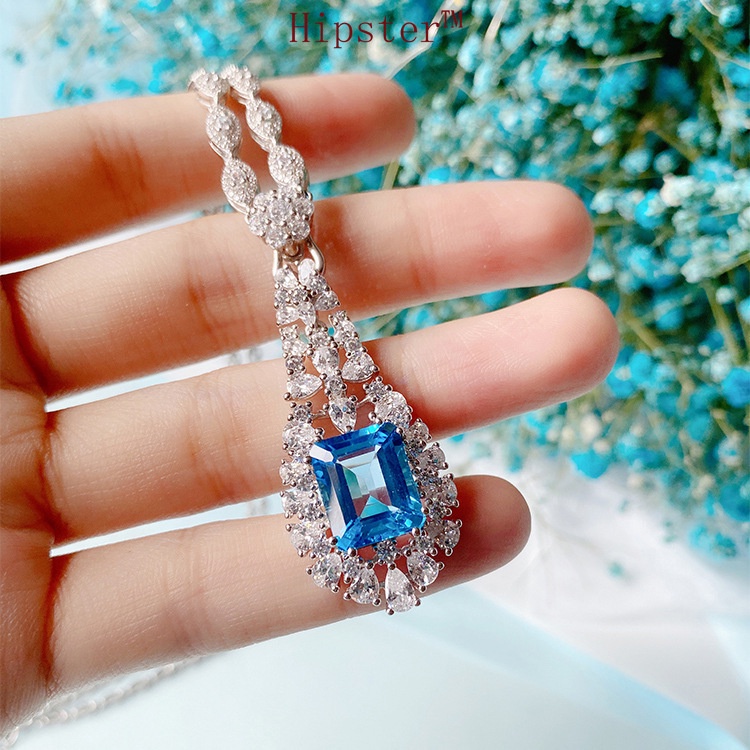 Jewelry Blue Topaz Pendant Necklace