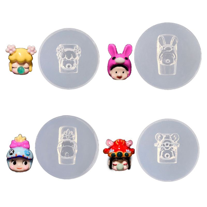 Siy Cetakan Resin Bentuk Boneka Kartun 3d Ukuran Mini Bahan Silikon Untuk Nail Art