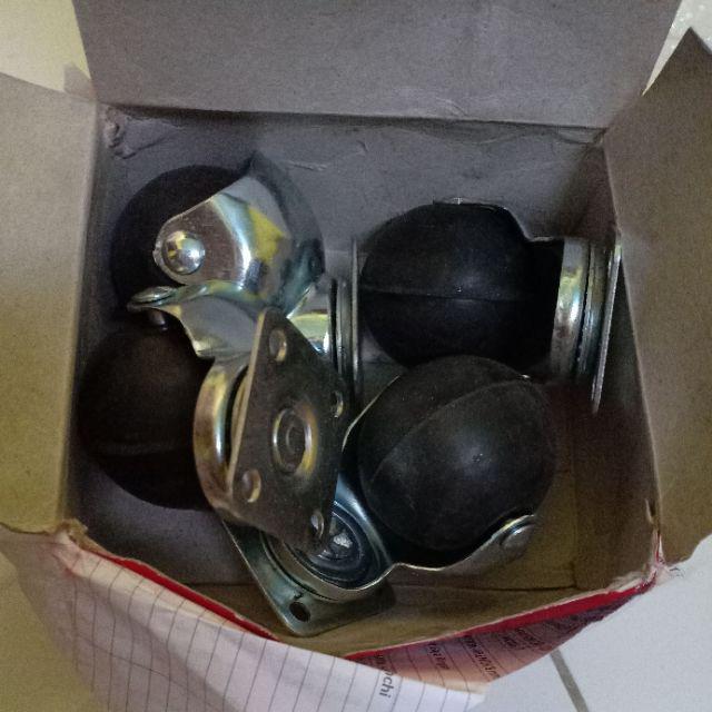 Roda Caster Bulat Bola Karet Lemari Bufet Kursi Hidup Putar 2 50mm