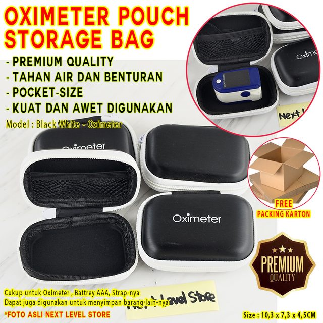 Pouch Oximeter Oxymeter Tas Dompet Case Casing Penyimpanan Black White