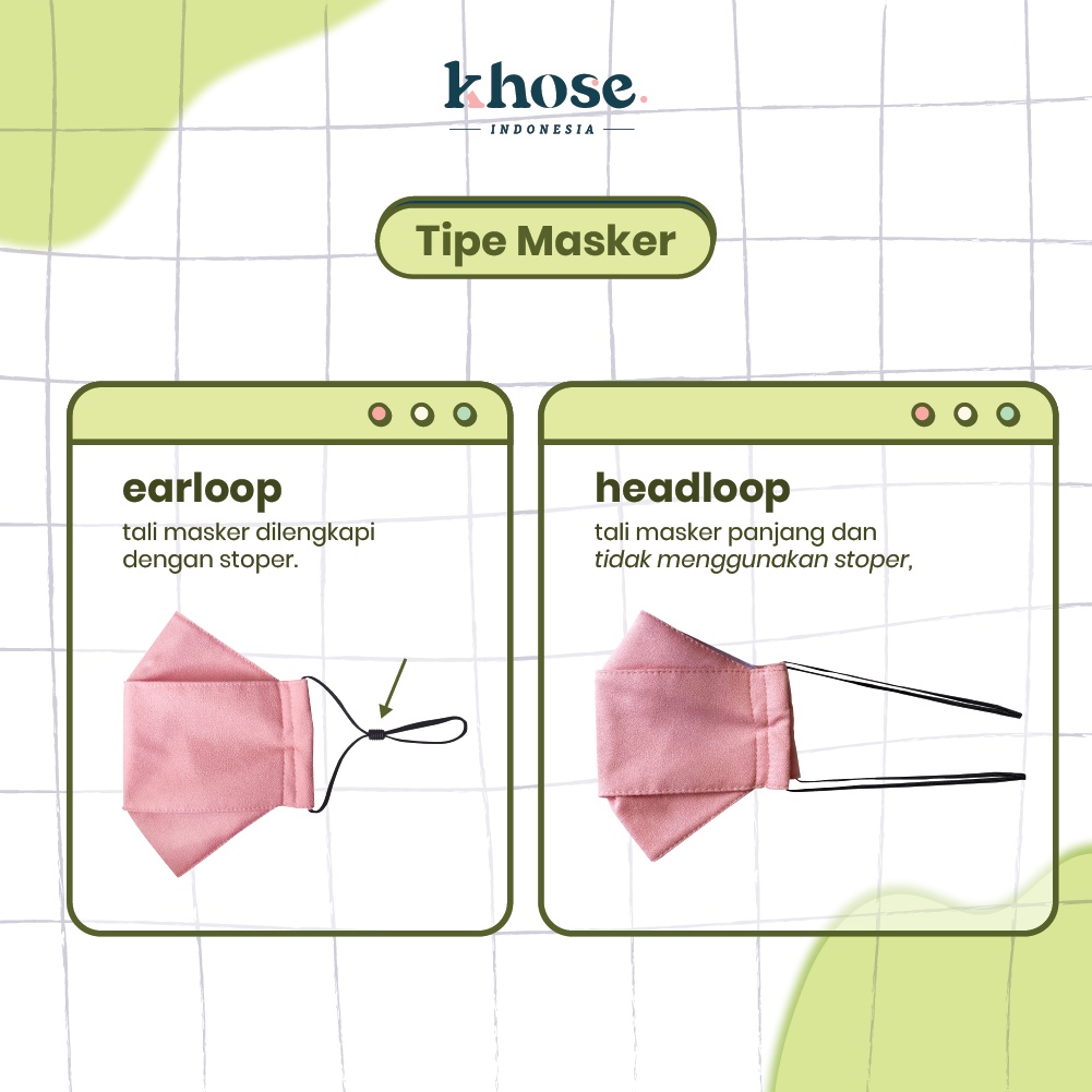 KHOSE Masker Kain 3D 3Ply Ukuran Dewasa dan Anak Water Resistant FULL PRINT / Masker Lucu Murah