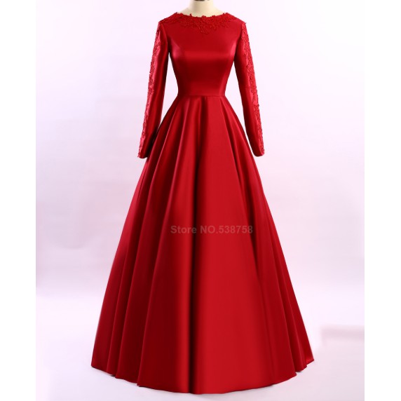 Gaun malam merah, Lengan panjang muslim malam formal gaun pesta prom, Zuhair murad plus ukuran pakai