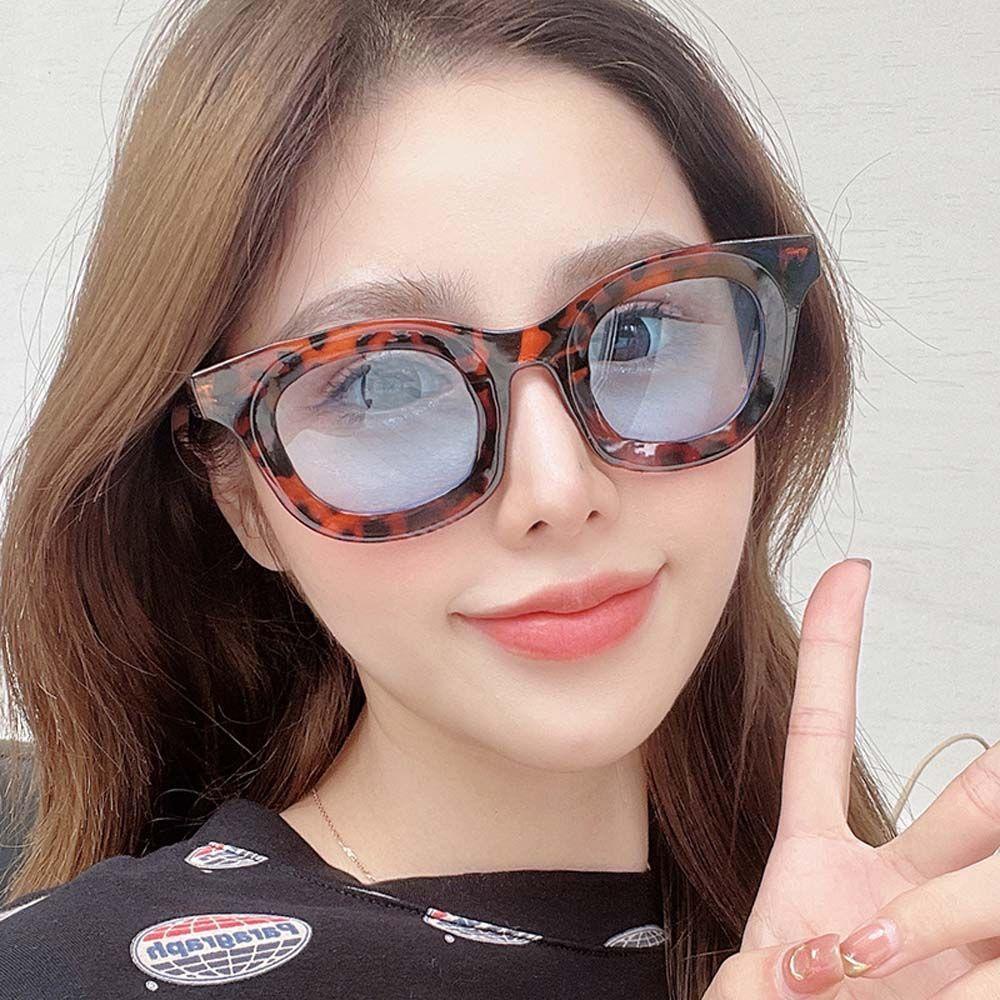 Mxbeauty Kacamata Wanita Fashion Pria Eropa Dan Amerika Motif Leopard Bingkai Tebal Bulat Hitam Matahari Eyewear Cekung Sunglasses