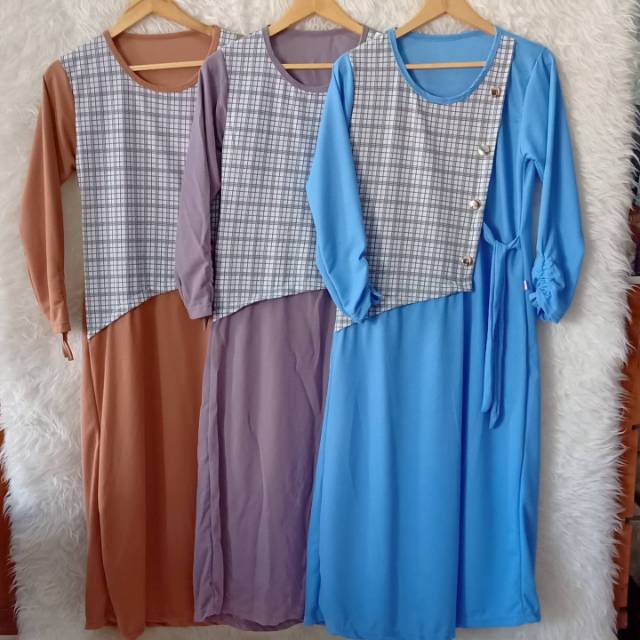 Gamis Motif Semi Tartan