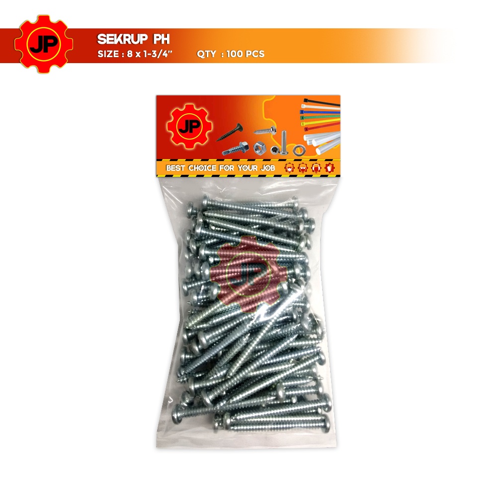 SEKRUP PH 8 x 1-3/4 - SKRUP PH 8x1-3/4 BAUT TAPPING ISI 100 PCS